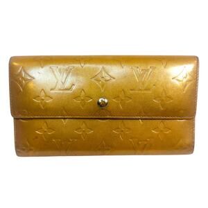 Louis Vuitton Vernis Sarah Wallet Beige Monogram w/ Chain + Gift Bag